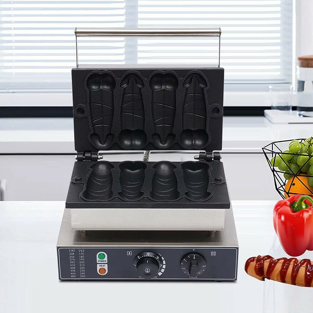 DENEST 4 Grooves Commercial Waffle Maker Machine Nonstick with Timer and Temperature Control