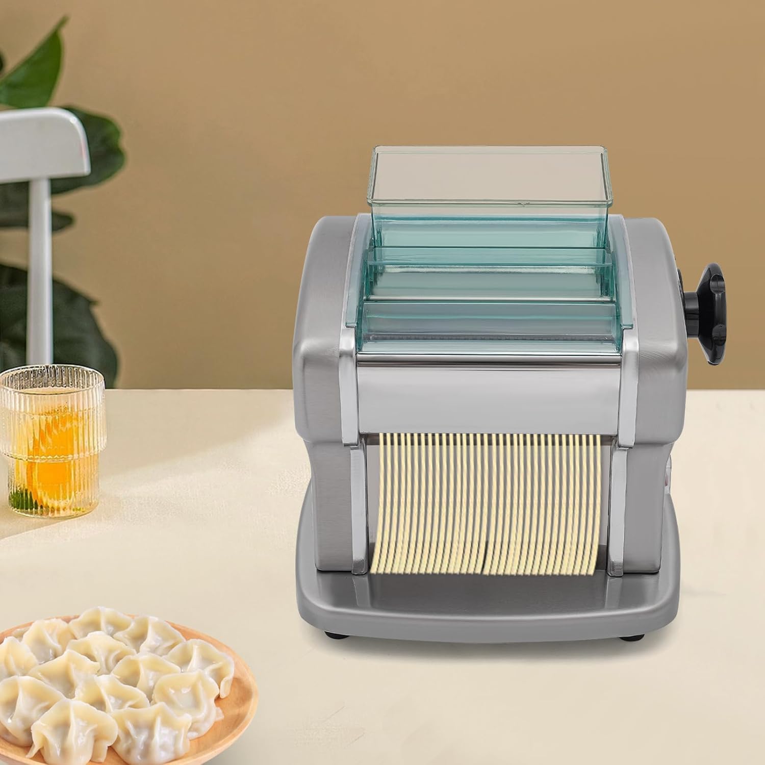 Electric Pasta Maker Machine, Automatic Noodle Machine with 9 Thickness Settings, Fresh Pasta Dough Sheet Roller Included 2 mm Stainless Steel Blade,135W