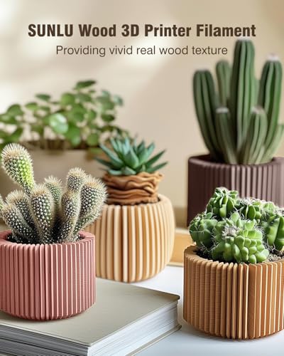 SUNLU Real Wood Fiber PLA Filament, Neatly Wound 1.75mm Dimensional Accuracy +/- 0.03mm, Fit Most FDM 3D Printers, 4kg in Total, 1kg per Spool, 4 Pack,（Wood+Fiber Cherry+Fiber Maple+Fiber Walnut）