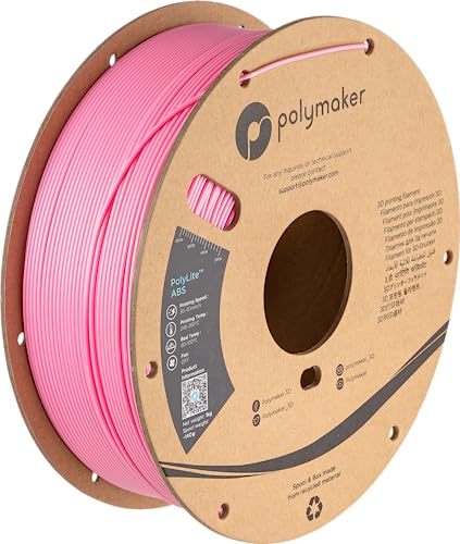 Polymaker ABS Filament 1.75mm Black, ABS 3D Printer Filament 1.75mm Heat Resistant 1kg - PolyLite ABS 3D Printing Filament 1.75mm, Strong & Durable, Dimensional Accuracy +/- 0.03mm