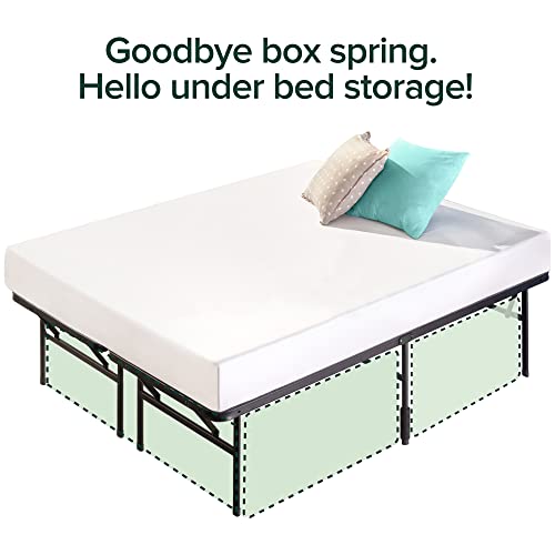 ZINUS Rumi 14in Full Metal Bed Frame, Quick Assembly SmartBase® Mattress Foundation, Heavy Duty Sturdy Steel with No Box Spring Needed, Eco-Friendly Packaging, Black