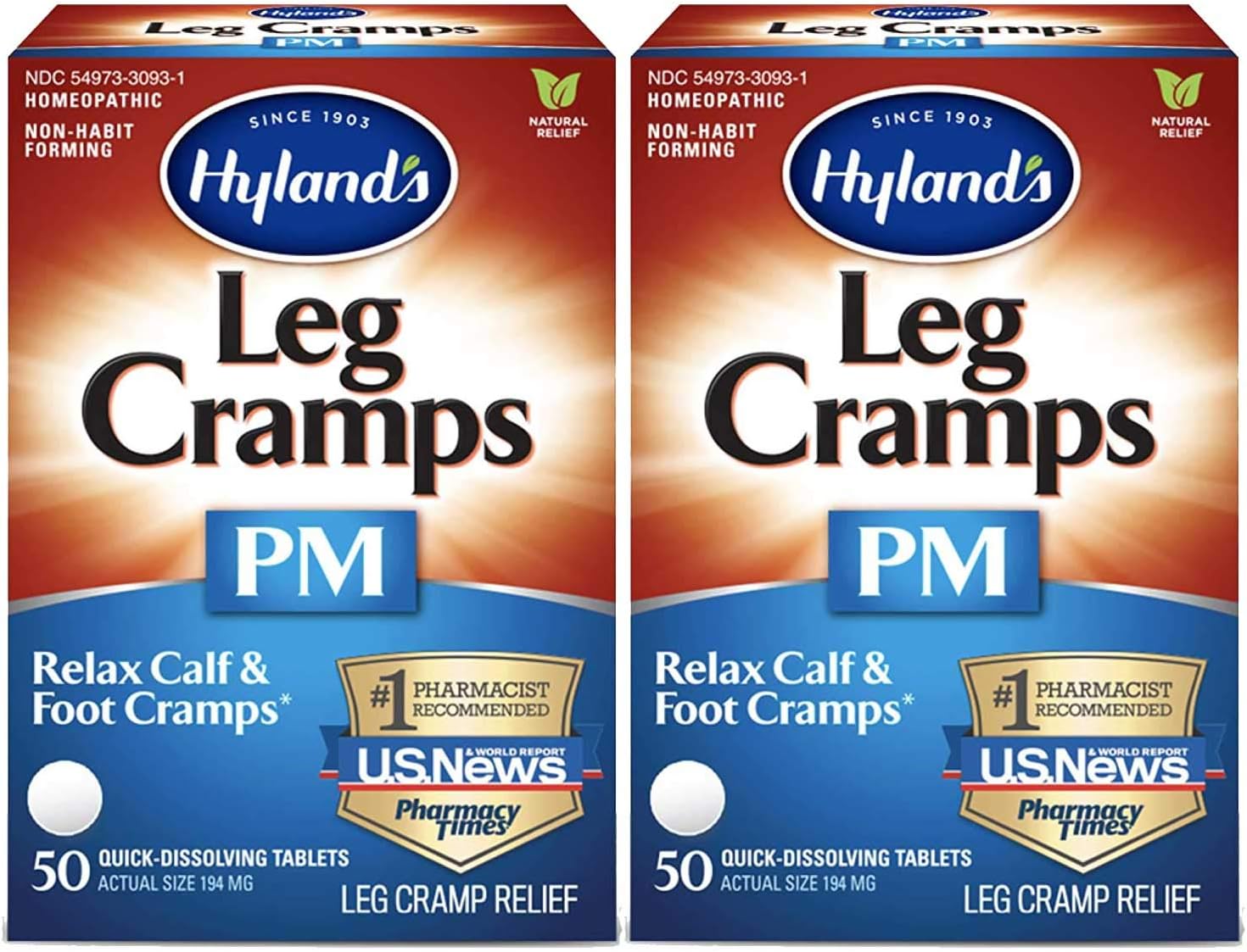 Hyland's Leg Cramps PM Tablets 50 ea 50 Count (Pack of 2)