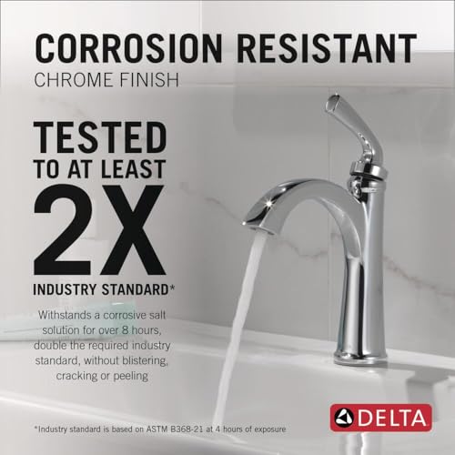 Delta Geist Matte Black Bathroom Faucet 1 Hole, Single Hole Bathroom Sink Faucet for Vanity, Push-Pop Drain Assembly, Matte Black 15864LF-BL