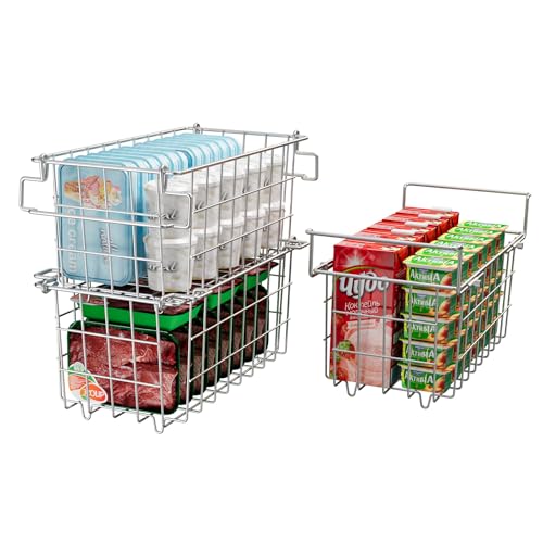 Stackable Freezer Organizer - Expandable Bin*1 + Stackable Bins*2 for Chest & Upright Freezers