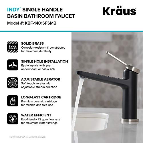 KRAUS Indy Single Handle One Hole Bathroom Sink Faucet in Chrome, KBF-1411CH