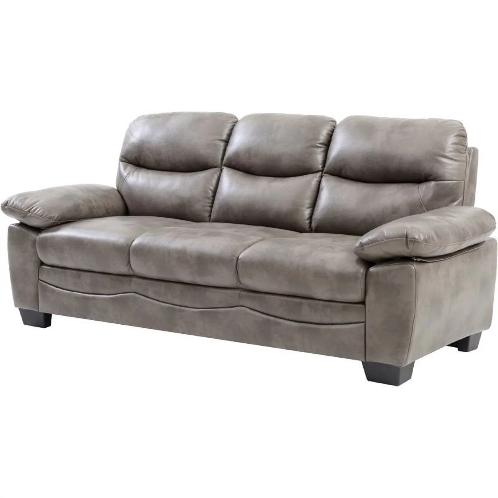 Pemberly Row Modern / Contemporary Faux Leather Sofa in Gray Finish