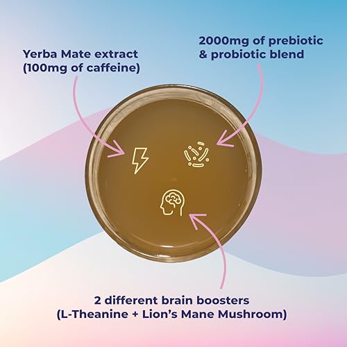 Yerba Mate Instant Tea Powder, 3-in-1 Super Drink - Clean Energy, Brain Fog Buster, and Gut Health Powered by Nootropics, Prebiotics and Probiotics | Yerba Magic Pina Colada 30 Servings