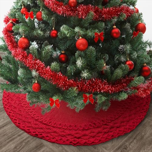 Mr. Pen- Christmas Tree Skirt 48 inches, Knitted Christmas Skirt Tree, Xmas Tree Skirt