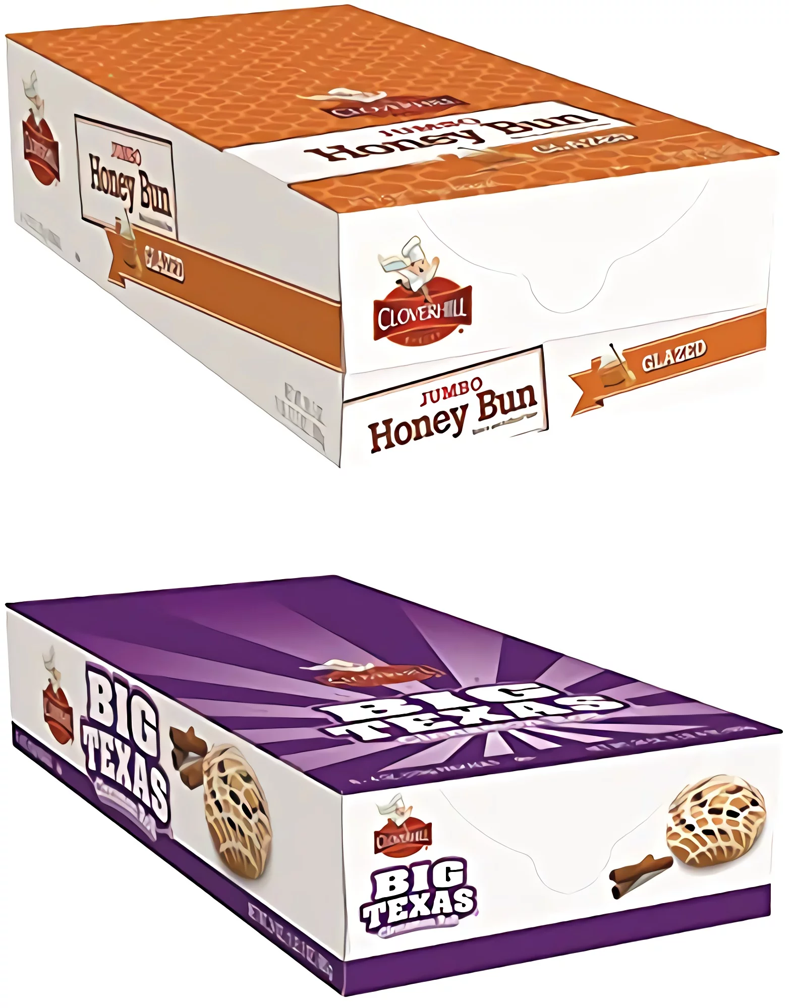 Tribeca Curations | Cloverhill Jumbo Glazed Honey Bun & Big Texas Cinnamon Roll Combo | 12 Pack