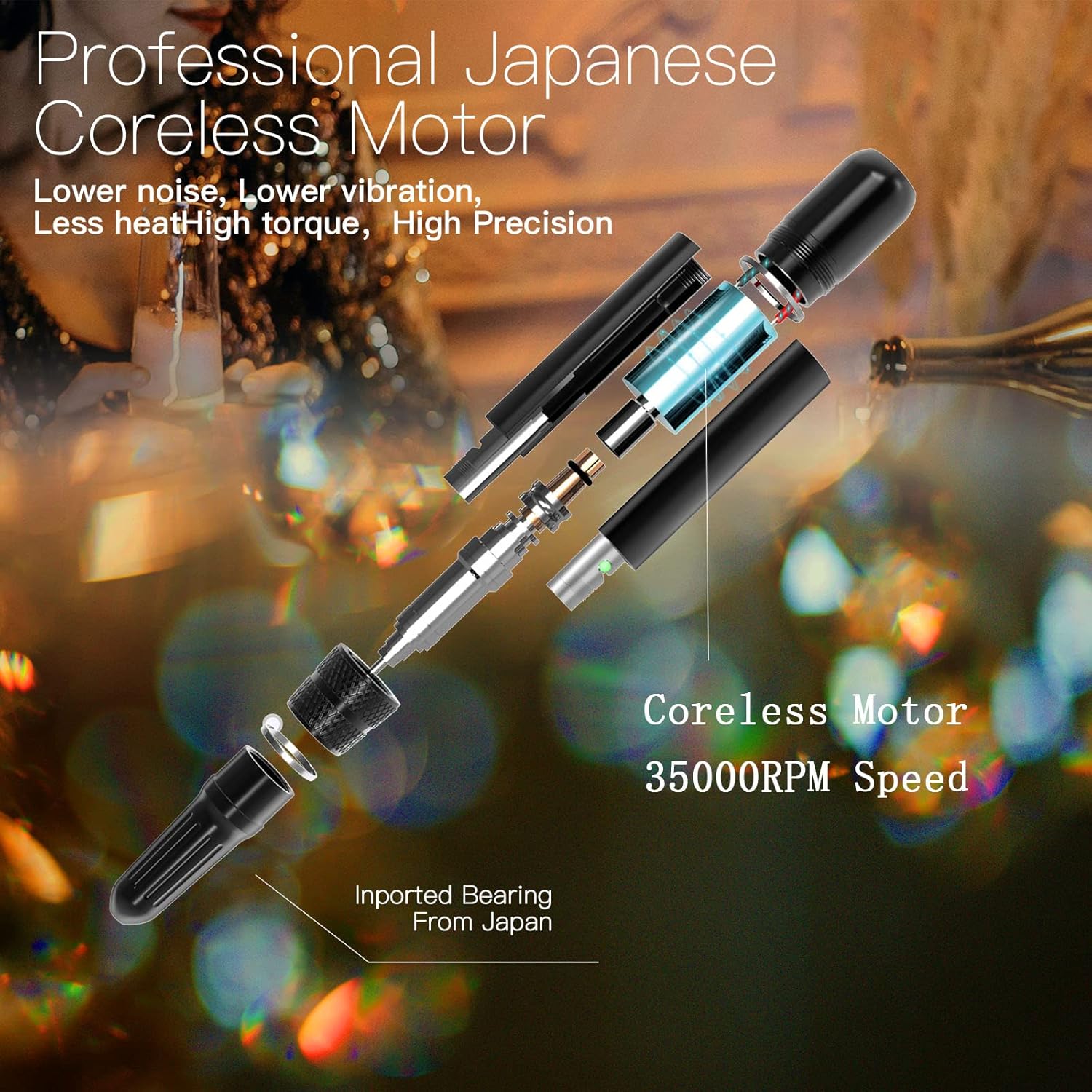 Lavinda Diamond UV LED Nail Lamp & Professional Rechargeable Nail Drill Machine, Manicure Pedicure Tool, Crystal Diamond