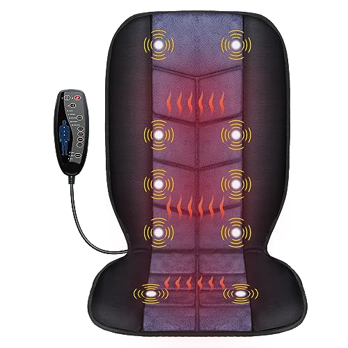 CILI Massage Chair Pad,Back Massager with Heat,Massage Seat Cushion with 10 Vibration Motors,30-60-90 Minutes Heating Options,Chair Massager for Office Chair, Home Office Use