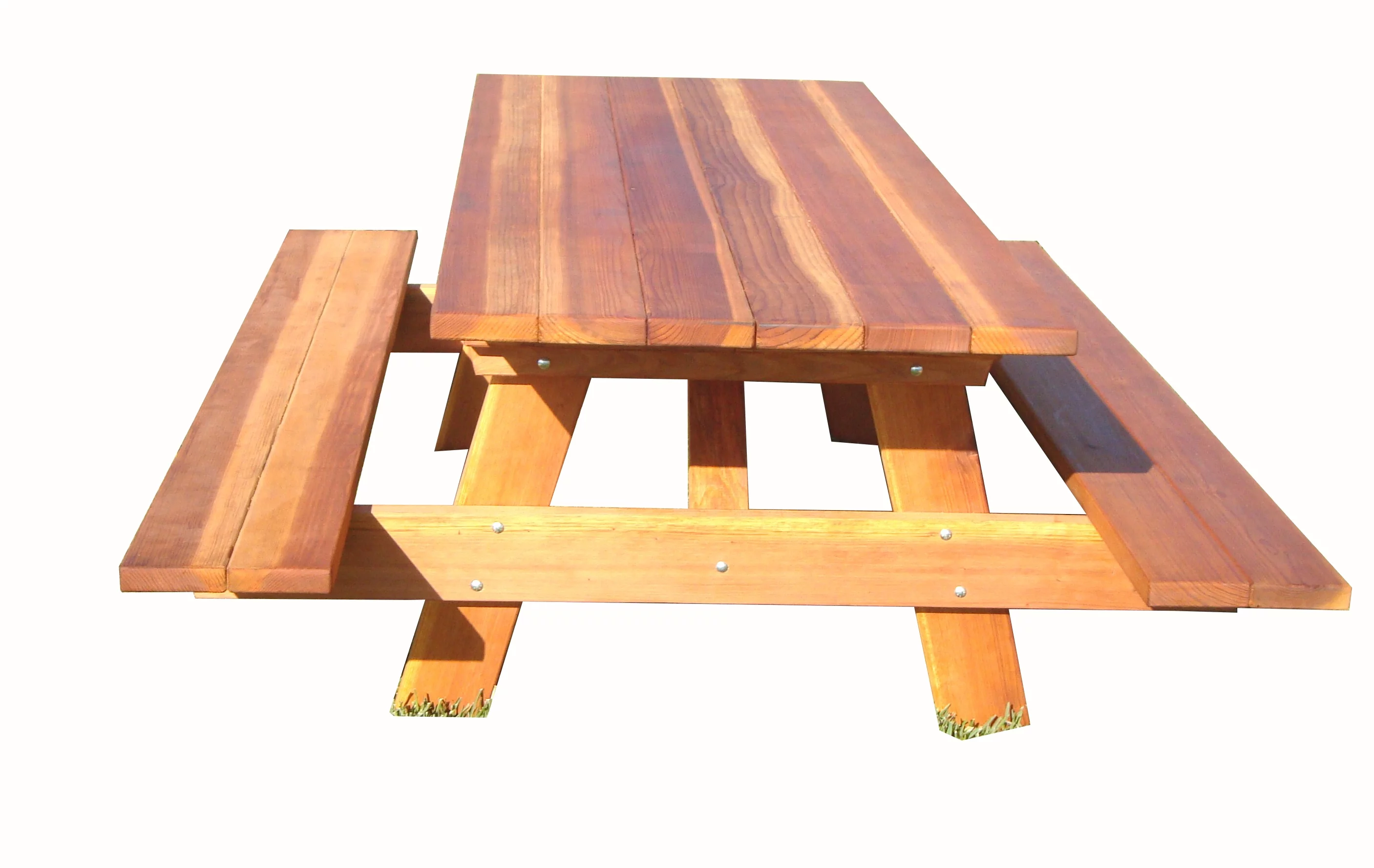 Pacific Redwood Stained 5 ft. Douglas Fir Wood Picnic Table with Attached Benches
