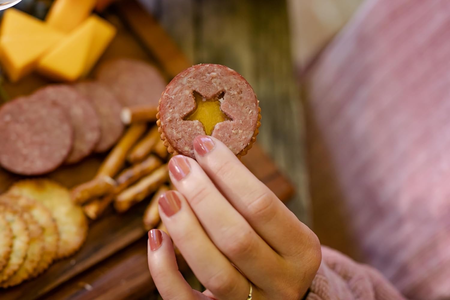 Sausage and Cheese Tasting Sampler by Dan the Sausageman. Featuring Smoked Beef Summer Sausage, and Specialty Sweet Hot Mustard.