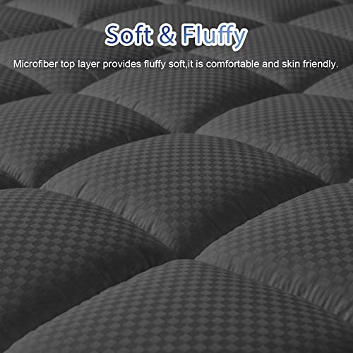 Bedding Quilted Fitted Twin XL Mattress Pad Cooling Breathable Fluffy Soft Mattress Pad Stretches up to 21 Inch Deep, Twin Extra Long, White, Mattress Topper Mattress Protector