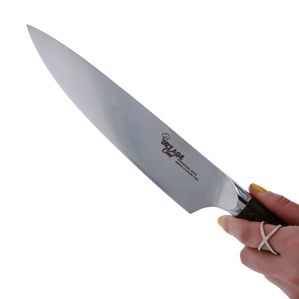 German Stainless Steel Dry Age Chef Butcher Knife & Hybrid Cutting Board Combo