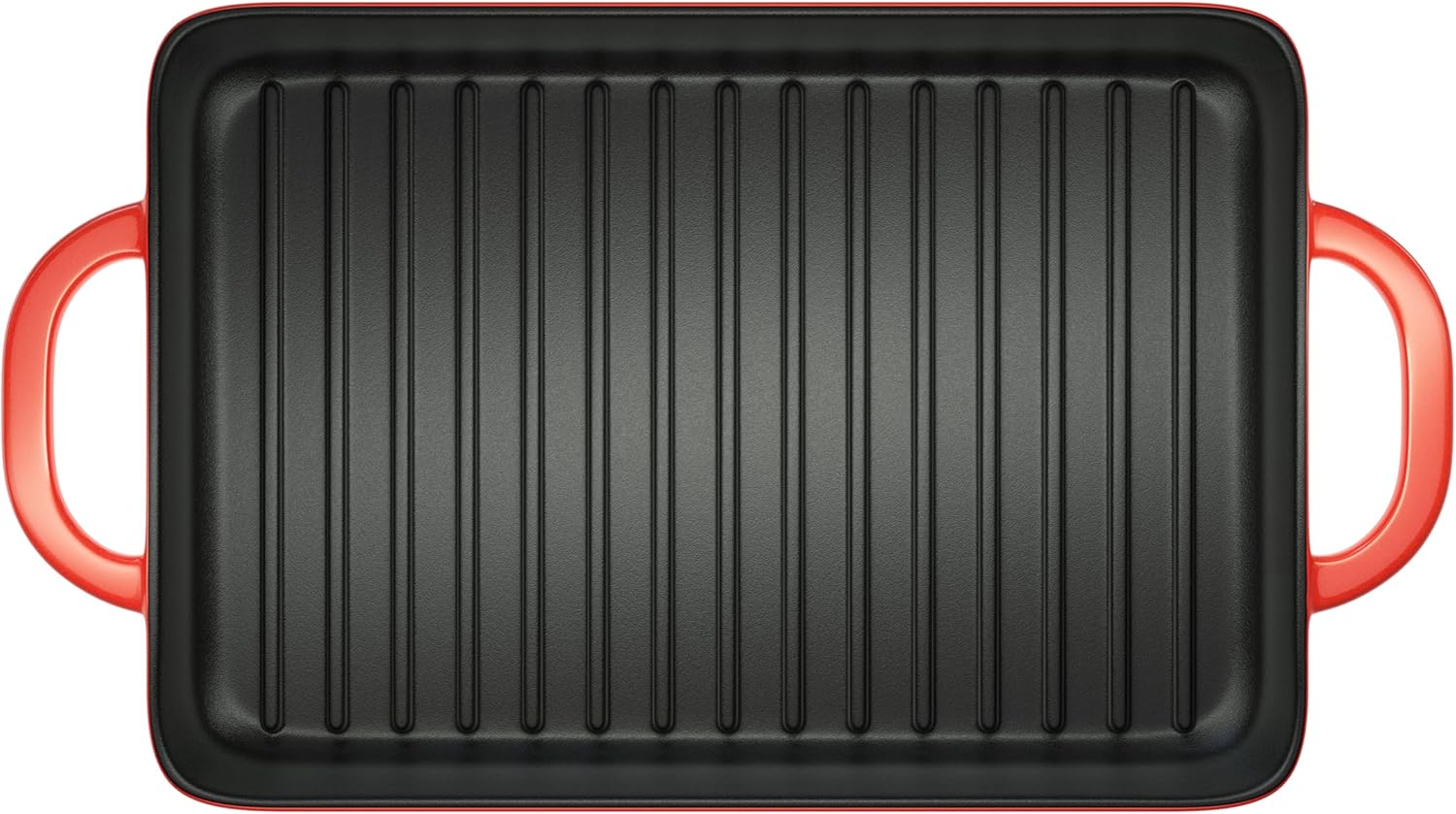 Lodge 12.5 x 8 Inch Enamel Cast Iron Grill Pan - Dual Assist Handles - Use in the Oven, on the Stove, on the Grill, or Over a Campfire - Red