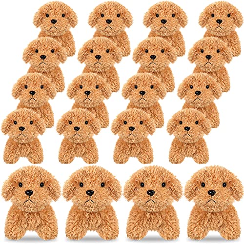 Sosation 20 Pcs 4.72 Inch Christmas Mini Puppy Stuffed Animal Adopt a Puppy Favors Small Push Dogs Bulk Christmas Party Gifts for Kids Birthday Fillers Carnival Prize (Cute,Multicolor)