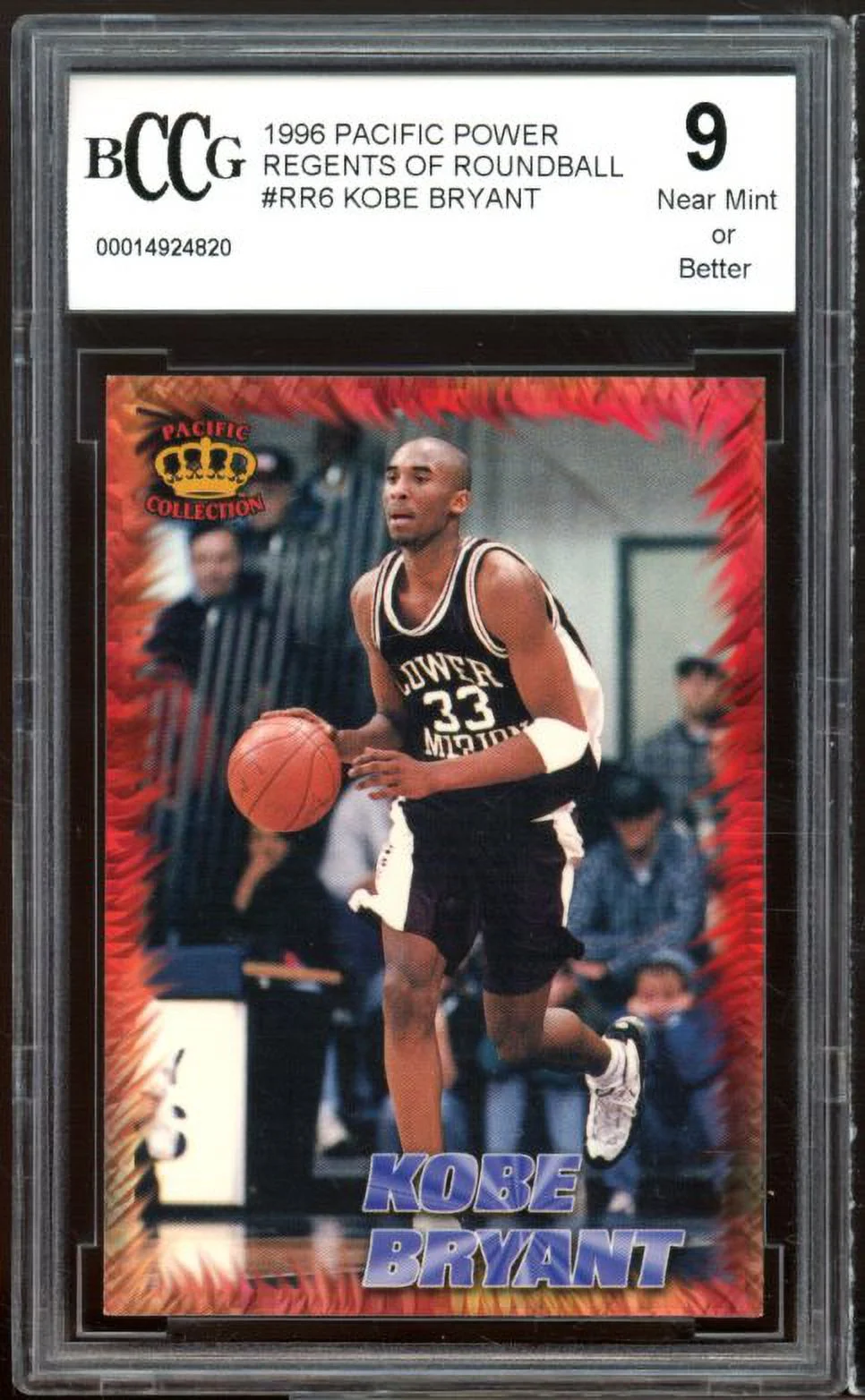 1996 Pacific Power Roundball #RR-6 Kobe Bryant Rookie Card BGS BCCG 9 Near Mint+