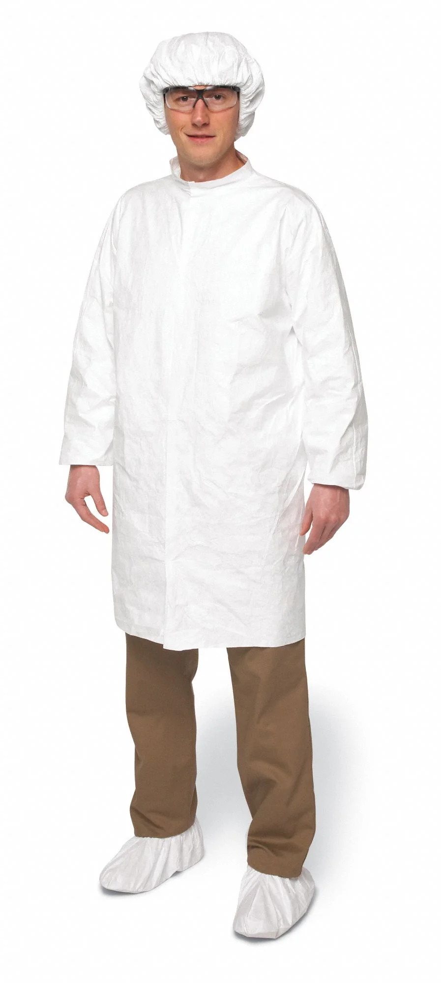 Dupont Cleanroom Coat,White,Snaps,XL,PK30  IC263SWHXL00300B