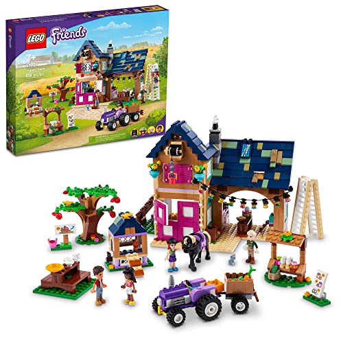 LEGO Friends Organic Farm House Set 41721 with Toy Horse, Stable, Tractor and Trailer plus Animal Figures, for Kids, Girls and Boys Aged 7+