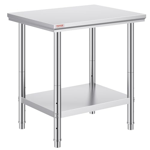 Vevor Stainless Steel Work Table with Wheels 24 x 12 x 32 Inch Prep Table with 4 Casters Heavy Duty Work Table for Commercial Kitchen Restaurant Business : Industrial & Scientific