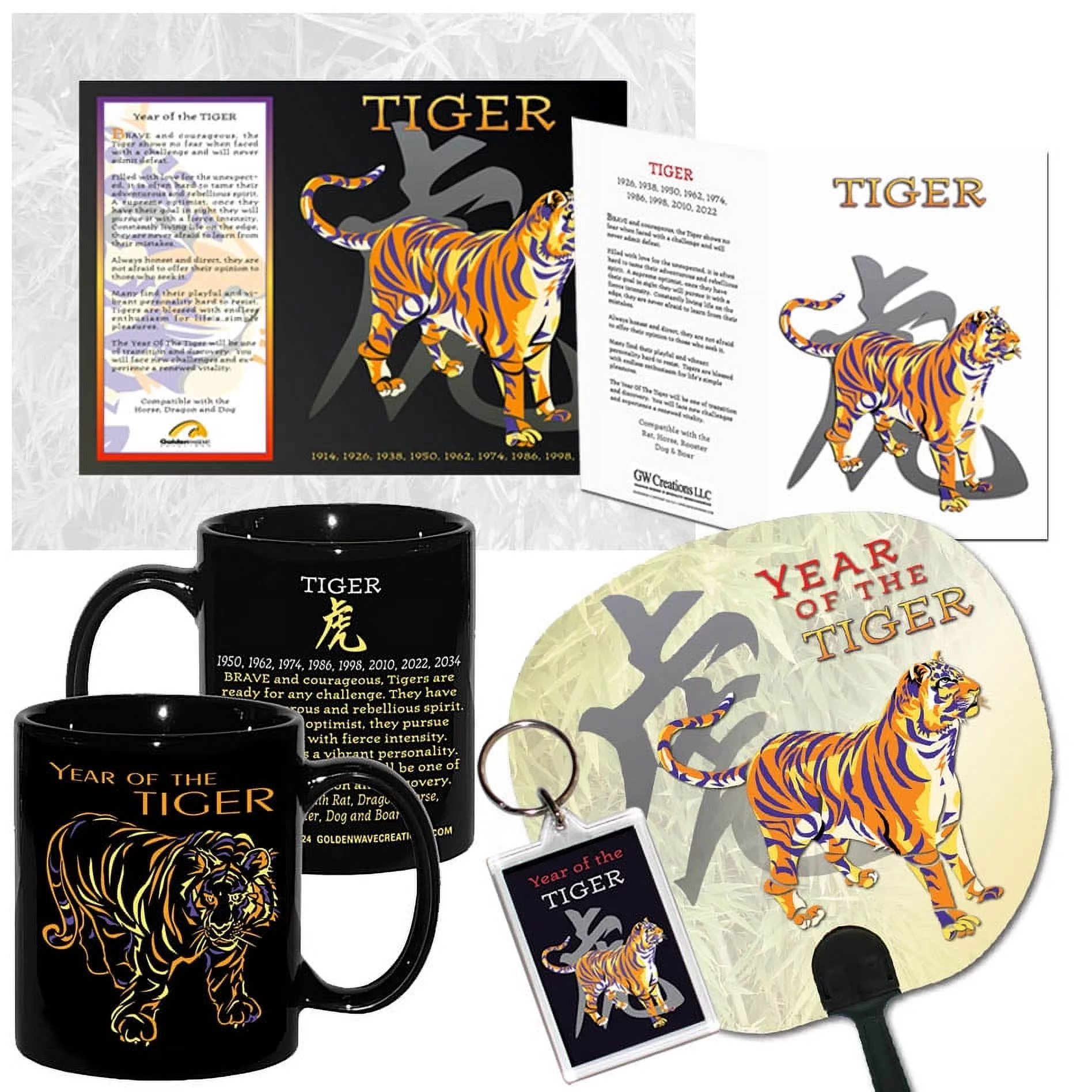 Asian Oriental Chinese Zodiac Horoscope Year of the TIGER 6 Piece Gift Set