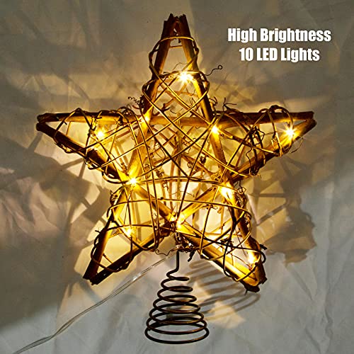 Christmas Tree Topper Star Warm White Light Christmas Tree Decor for Christmas Holiday Home Fit for General Size Xmas Tree, 8.7 Inch