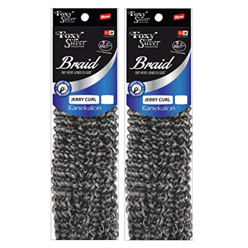 Foxy Silver (Foxy Braid - Jerry Curl - 30 Strands - 12 Inch - 4 Packs) - Synthetic Crochet Braiding Hair in 280