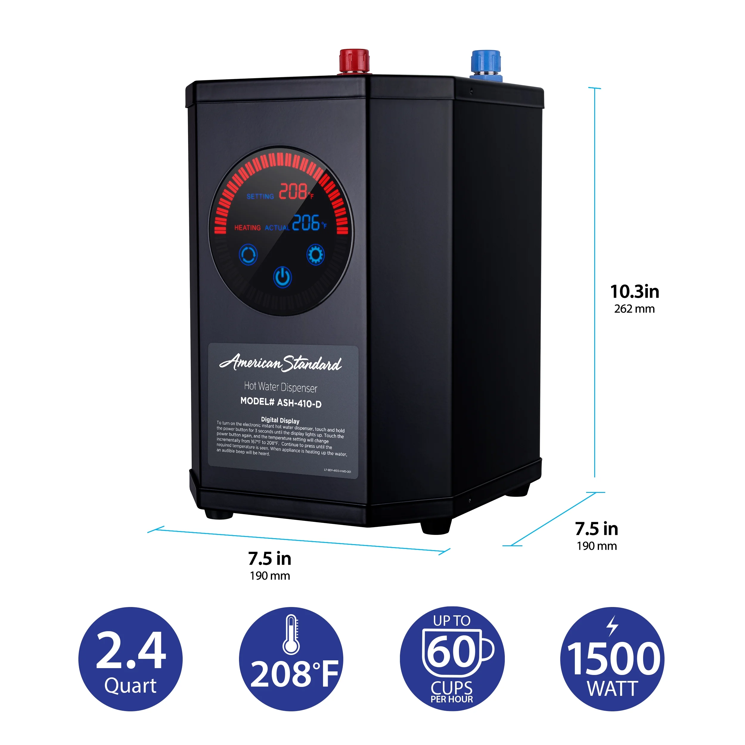 American Standard Kitchen Hot Water Dispenser 1500W with Chrome Single Handle Faucet 41-ASH-410-F575-CH