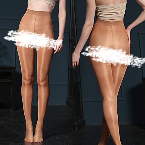 HTRUIYA Women's Oil Shiny Pantyhose High Stretch Dance Slik Tights High Waist Shimmer Pantyhose 60D