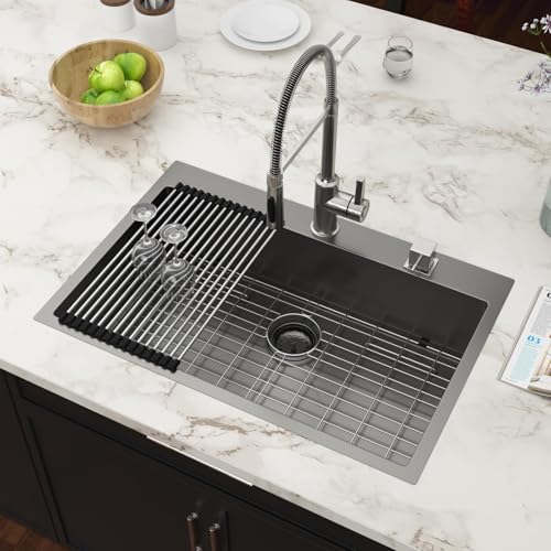 25 Inch Utility Laundry Sink Drop In 16 Gauge Stainless Steel Single Bowl Laundry Room Sink Laundry & Utility Room Kitchen Sinks 25