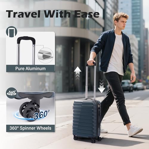 Coolife Luggage Suitcase Carry on Hardside PC+ABS Spinner TSA Lock Telescopic Handle