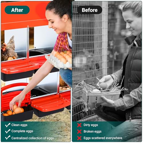 Chicken Nesting Box, 10 Hole 2 Layer Hen Nest Box with Legs, Roll Away Eggs Laying Boxes,Cleanable Pull Out Hen Roosting Boxes