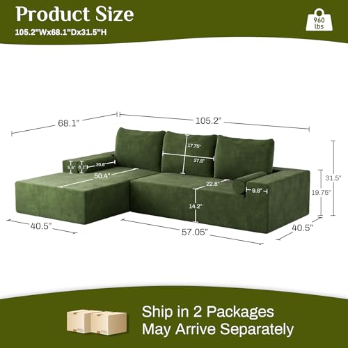 OUYESSIR L-Shape Modular Sectional Sofa Couch Set, 105