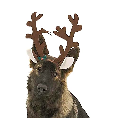 Midlee Brown Reindeer Dog Antlers Headband Pet Christmas Costume - Large
