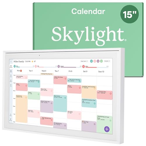 Skylight Calendar: 15-inch Wall Planner Digital Calendar & Chore Chart, Smart Touchscreen Interactive Display for Family Schedules – Wall Mount Included, Great for Organizing Your 2025 Calendar
