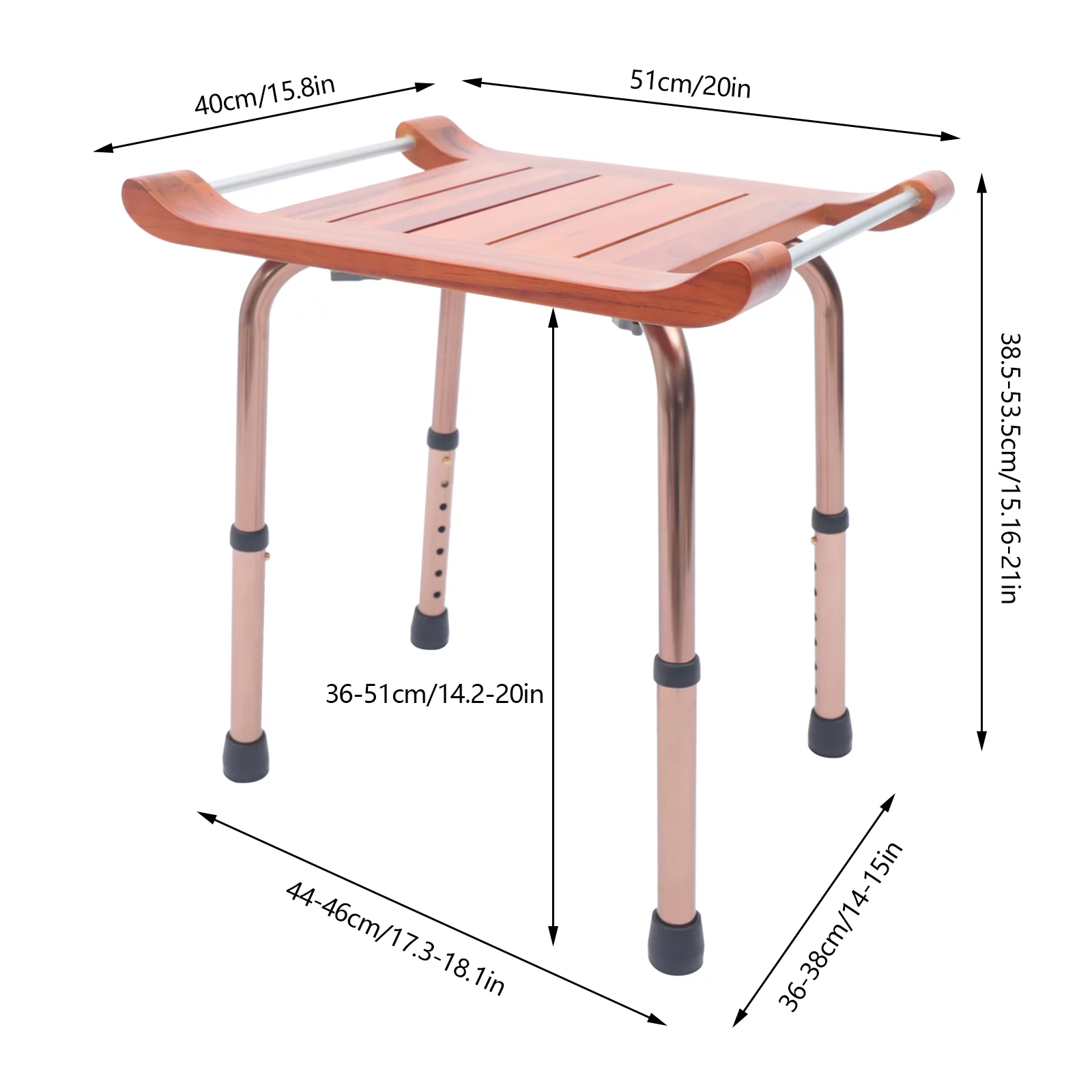TFCFL Wooden Shower Bath Bench Stool Folding Shower Seat Bench Solid Wood Construction Steel Frame