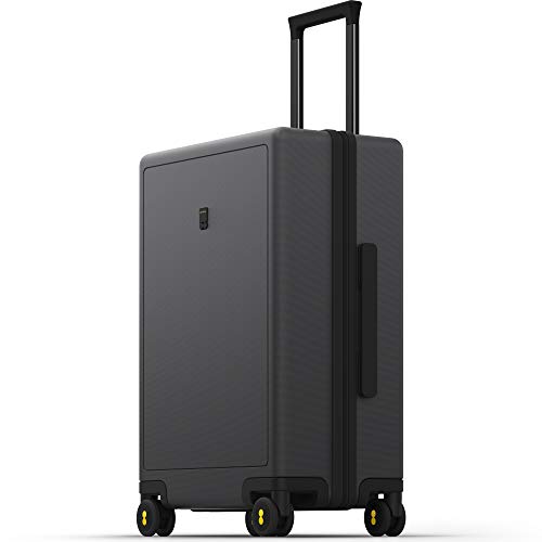 LEVEL8 Hard Shell Carry on Luggage Airline Approved, Carry-on Suitcases with Wheels, Lightweight Luminous Textured Hardside Travel Bag with Tsa Lock, 20 Inch, Black