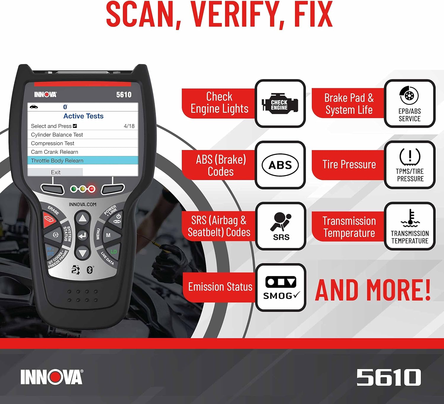 INNOVA 5610 - Newest 2022 OBD2 Diagnostic Code Scanner - BiDirectional System Test, Special Reset Function, All System Scan, Live Data