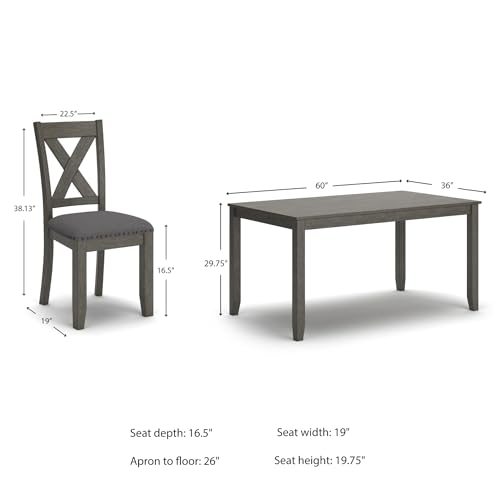Signature Design by Ashley Caitbrook Rustic 7 Piece Dining Set, Include Table and 6 Chairs, Gray