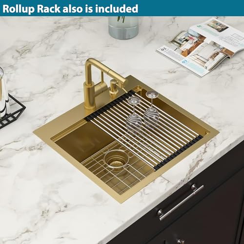 25 Inch Utility Laundry Sink Drop In 16 Gauge Stainless Steel Single Bowl Laundry Room Sink Laundry & Utility Room Kitchen Sinks 25