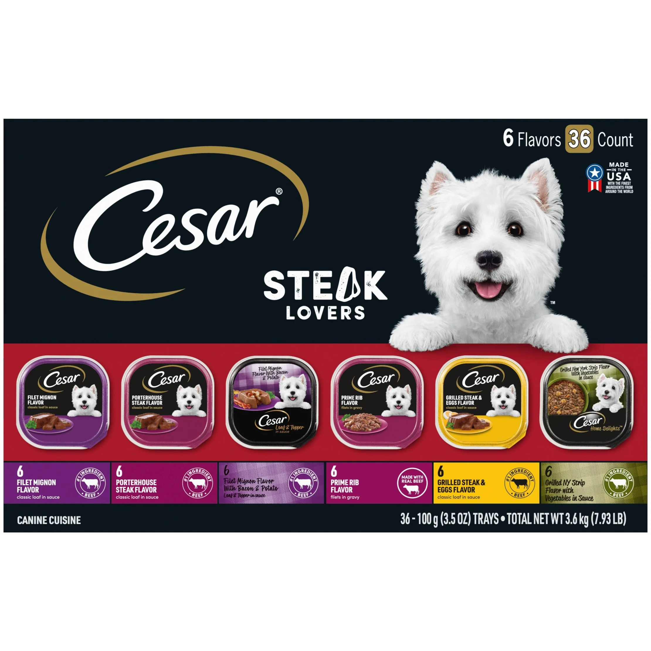 Classic Loaf in Sauce Filet Mignon & Porterhouse Steak, Filet Mignon, Prime Rib with Beef Adult Wet Dog Food - 3.5oz/36ct