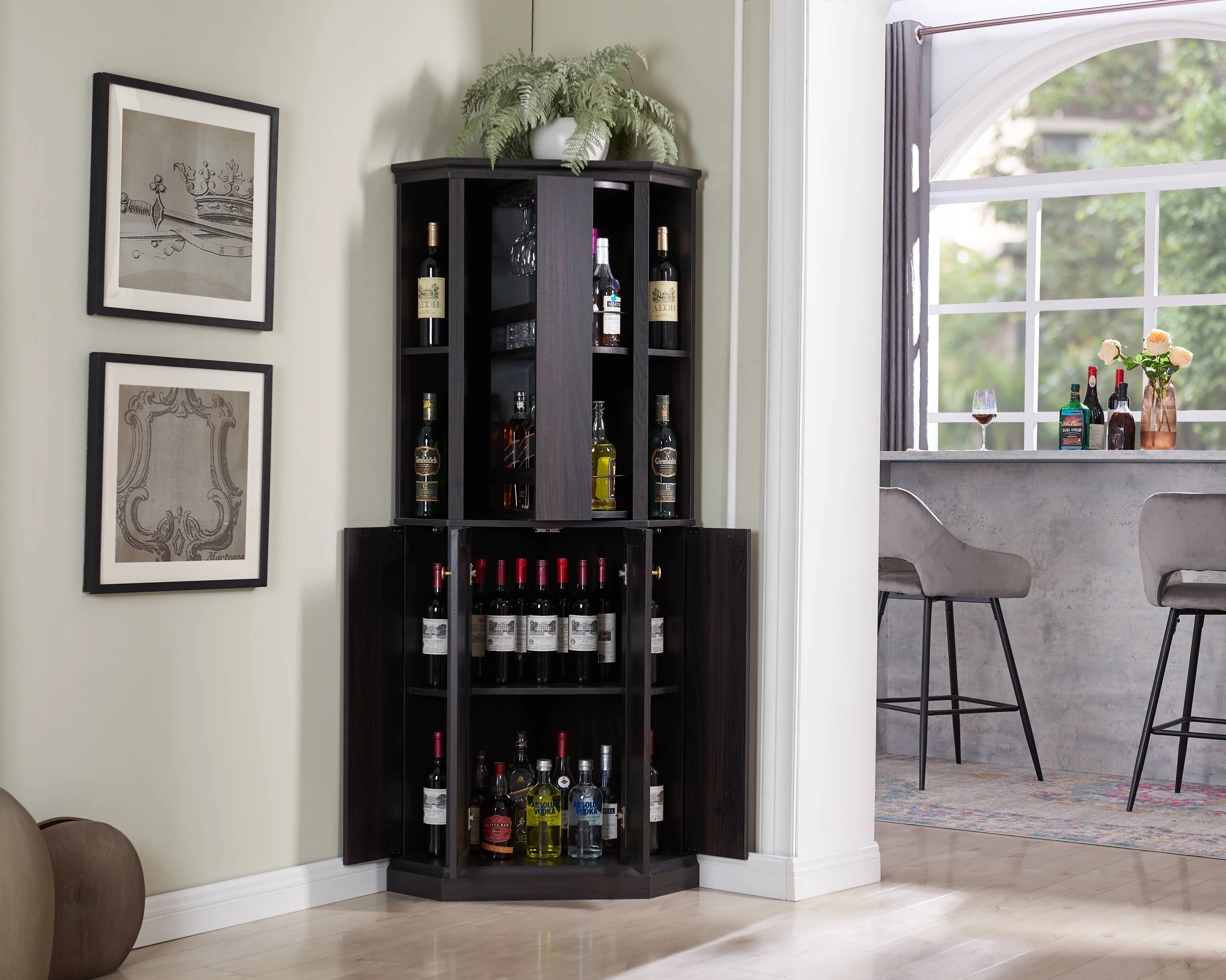 Gramercy Way Jill Zarin Home Corner Bar Cabinet Black