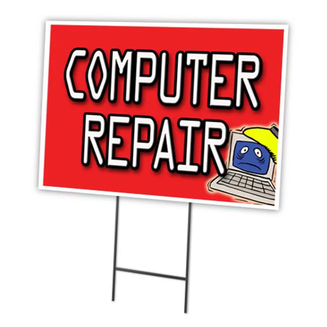 SignMission C-1216-DS-Computer Repair 12 x 16 in. Computer Repair Yard Sign & Stake