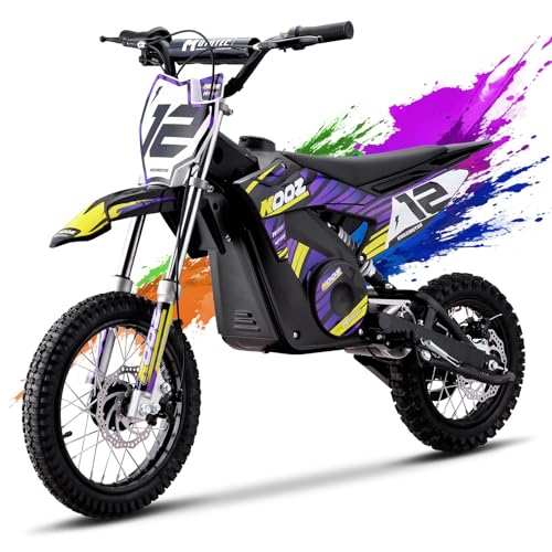 KOOZ HP112E 36V 1000W Electric Dirt Bike for Kids, 3 Speed Modes Teen Electric Motorcycle Up to 18 MPH & 15 Miles Long-Range, Dual Suspension & Disc Brake, 16