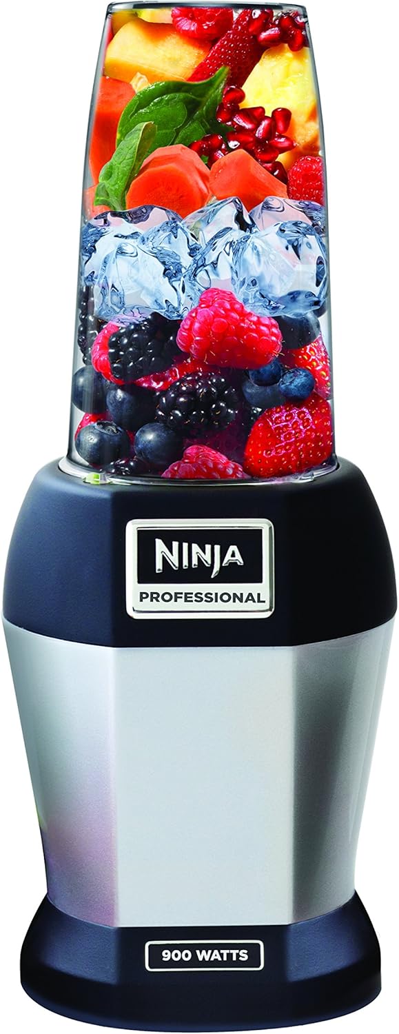 Ninja Nutri Pro Compact Personal Blender, with 18 Oz. and 24 Oz. To Go Cups, in a Black and Silver Finish