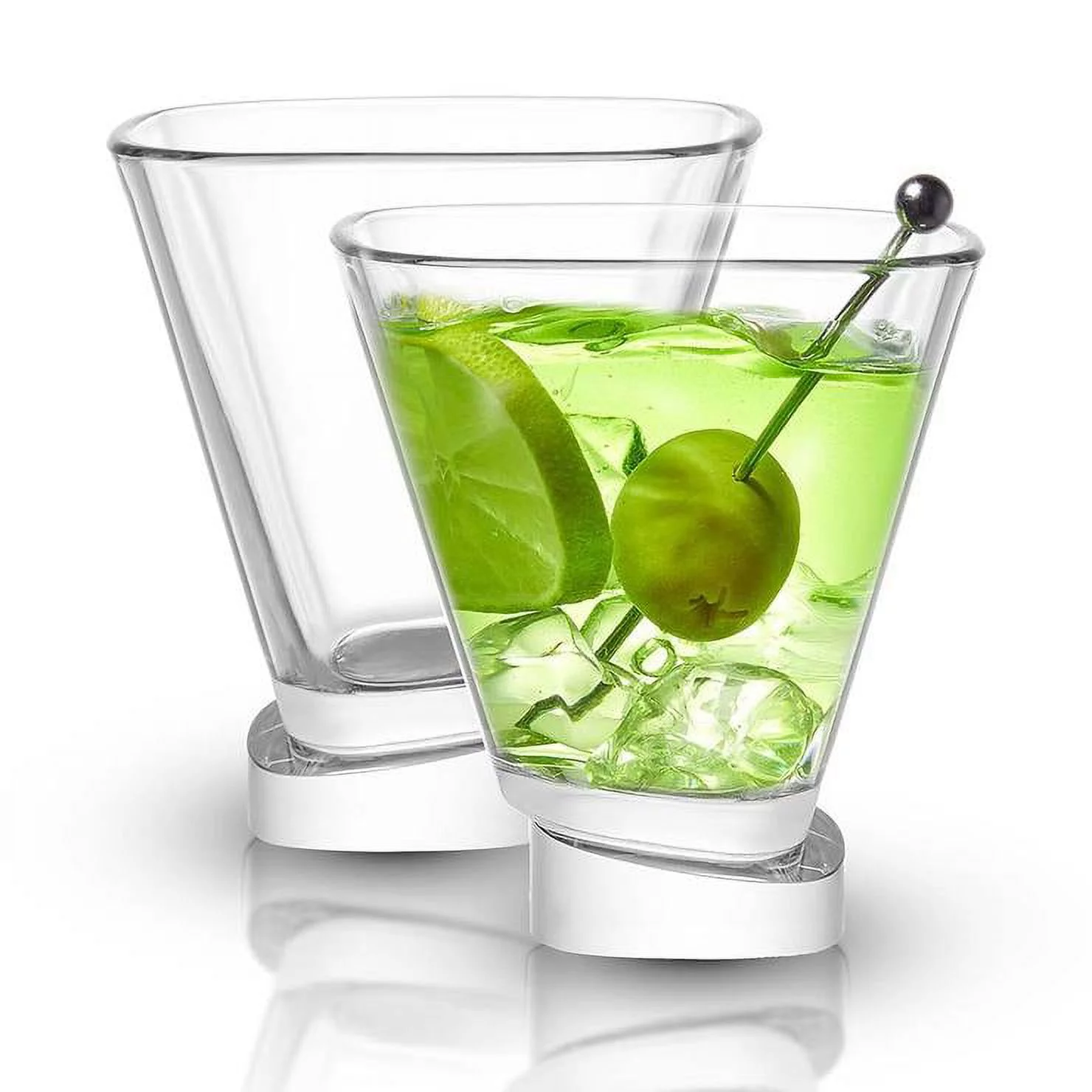 JoyJolt Award Winning Aqua Vitae Square Martini Glasses 7.5 oz (Set of 2) Drinking Glasses