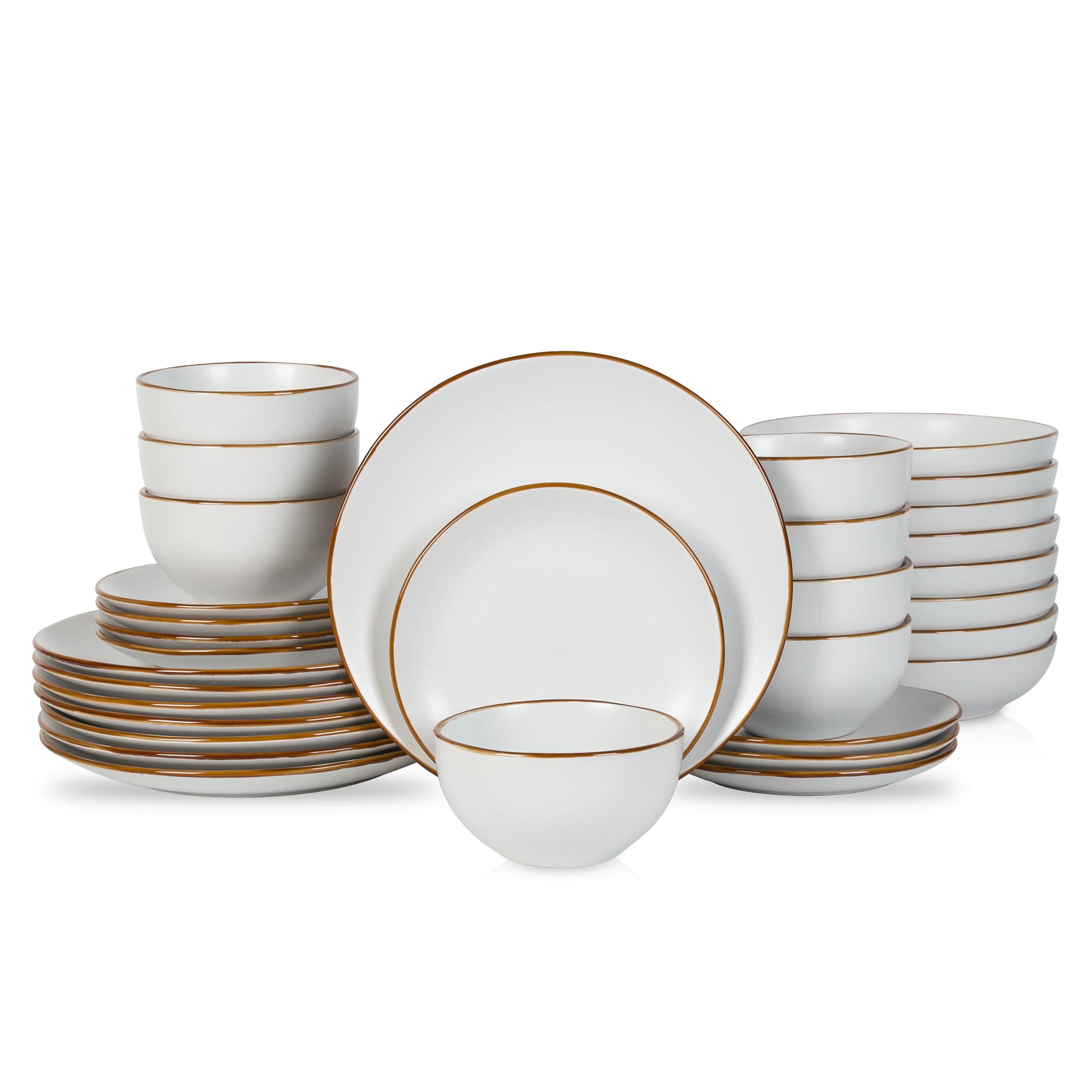 Stone + Lain Brasa Stoneware Collection Dinnerware Set, 32-Piece Service for 8, White