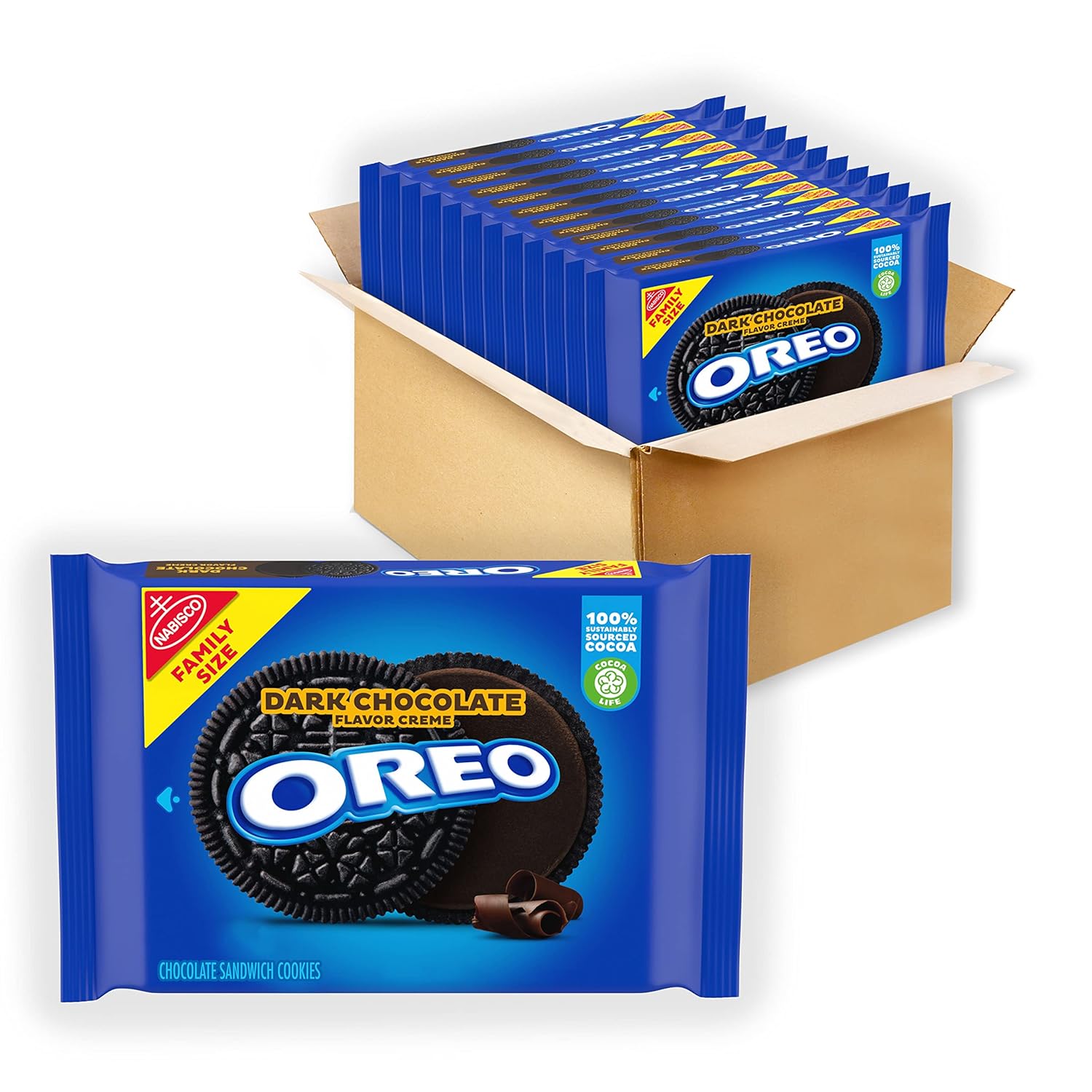 OREO Dark Chocolate Creme Chocolate Sandwich Cookies, Family Size, 12 - 17 oz Packs