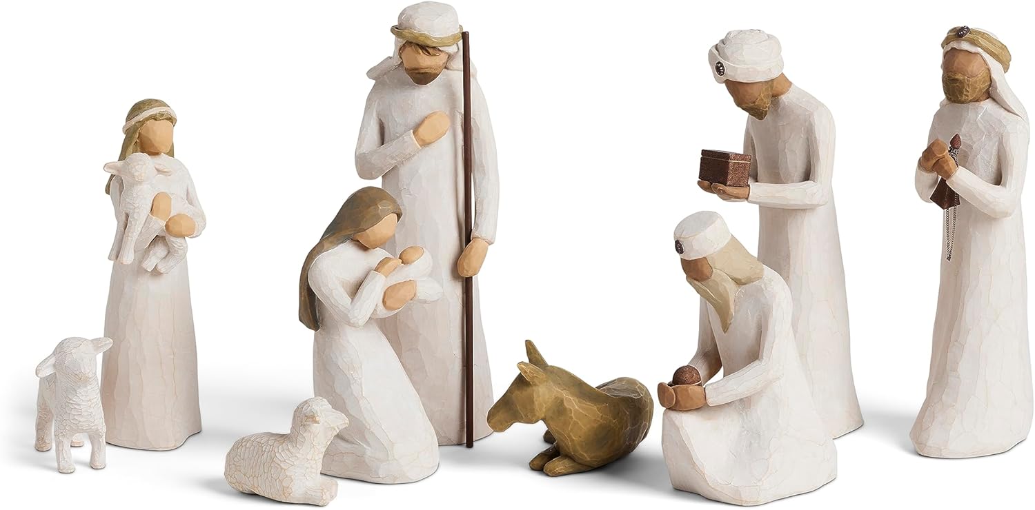 Willow Tree Nativity Starter Figures plus Three Wisemen, sculpted hand-painted 9-Piece Set